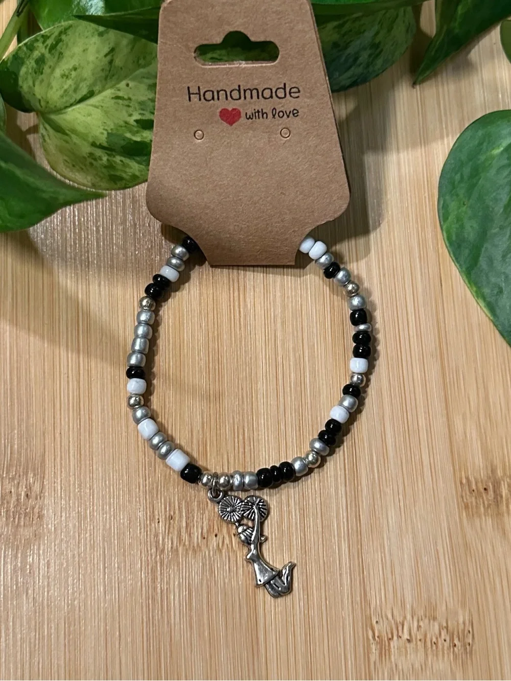 📣✨ Cheer Stretchy Beaded Bracelet | Handmade | Silver Cheer Dangle Charm 📣